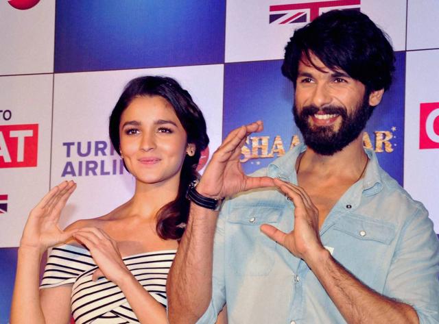 Alia Bhatt with Shahid Kapoor during the promotion of their film Shandaar in Mumbai on Monday. (PTI) Alia Bhatt with Shahid Kapoor during the promotion of their film Shandaar in Mumbai on Monday. (PTI)