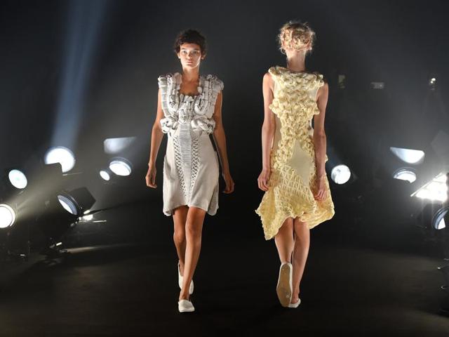 Models display creations by Japanese designer Motohiro Tanji. (AFP) Models display creations by Japanese designer Motohiro Tanji. (AFP)