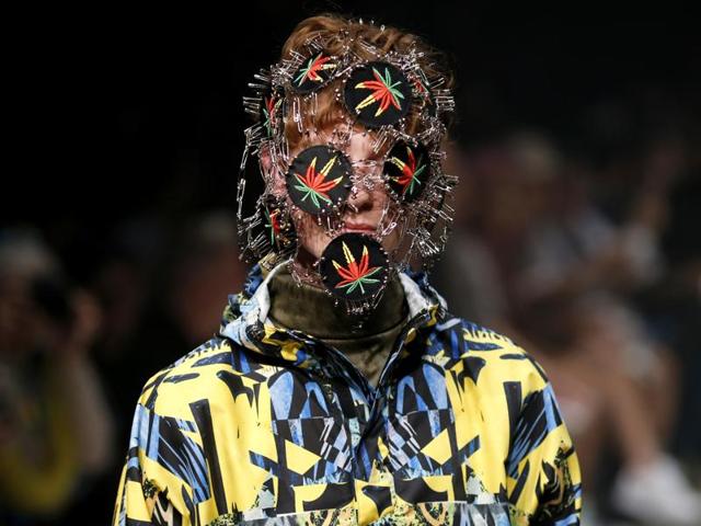 A model displays creations by PLASTICTOKYO designer Keisuke Imazaki. (AP) A model displays creations by PLASTICTOKYO designer Keisuke Imazaki. (AP)