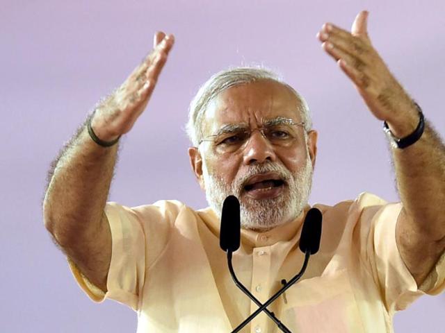 File photo of Prime Minister Narendra Modi addressing the gathering during the stone laying ceremony of Mumbai Metro in Mumbai . (PTI File photo) File photo of Prime Minister Narendra Modi addressing the gathering during the stone laying ceremony of Mumbai Metro in Mumbai . (PTI File photo)