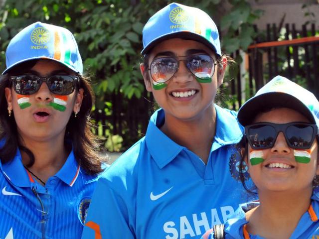 Cricket fans painted their face and body to show their love for the game, in Indore. (Shankar Mourya/HT Photo)