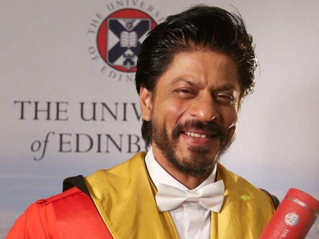 Bollywood star Shah Rukh Khan smiles after receiving an honorary degree from the University of Edinburgh, Scotland. (AP) Bollywood star Shah Rukh Khan smiles after receiving an honorary degree from the University of Edinburgh, Scotland. (AP)
