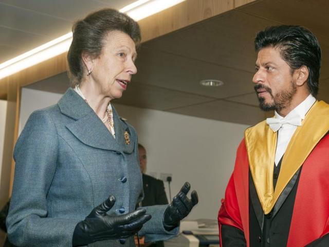 “There’s no such thing as ‘normal’. That’s just another word for lifeless”: King Khan with the Princess Royal of Edinburgh. (AP)