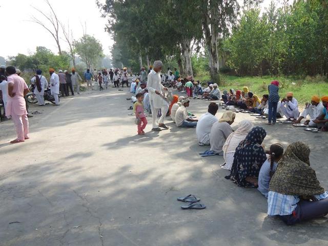 Protesters having (HT Photo)