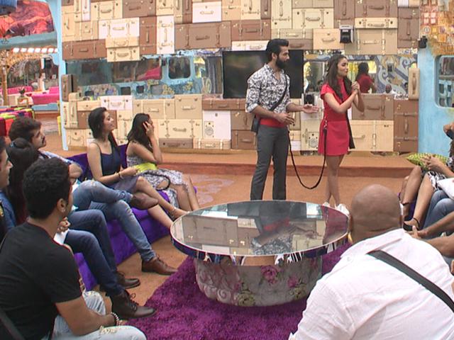 Shahid and Alia ask the contestants to decide titles for inmates of the Bigg Boss house. (COLORS TV)