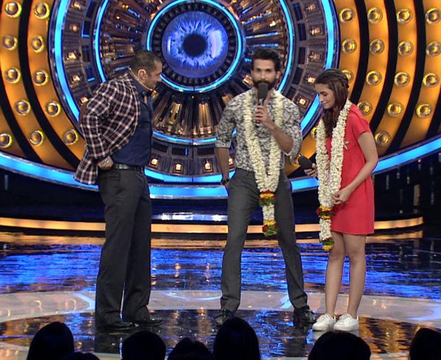 Salman welcomes Alia and Shahid on the sets of Bigg Boss 9. (COLORS TV)