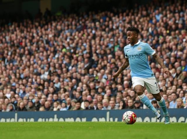 Manchester City's Raheem Sterling scores their fourth goal and completes his hat-trick. (REUTERS) Manchester City's Raheem Sterling scores their fourth goal and completes his hat-trick. (REUTERS)