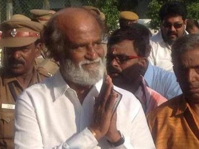 Rajinikanth at SIAA election venue.(Twitter)