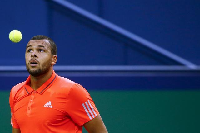 Jo-Wilfried Tsonga prepares to serve during the final of the Shanghai Masters. (Reuters Photo) Jo-Wilfried Tsonga prepares to serve during the final of the Shanghai Masters. (Reuters Photo)