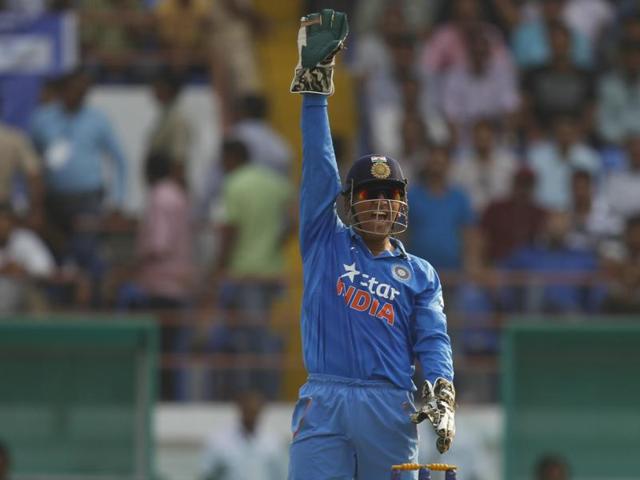India's captain Mahendra Singh Dhoni appeals for a wicket during the first innings. (AP Photo) India's captain Mahendra Singh Dhoni appeals for a wicket during the first innings. (AP Photo)