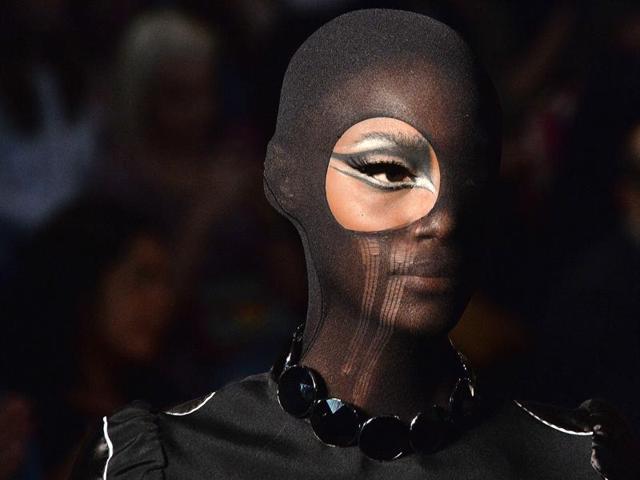 A model presents a creation by Alexandre Herchcovitch during the 2016 Winter collection of the Sao Paulo Fashion Week in Sao Paulo, Brazil. (AFP)