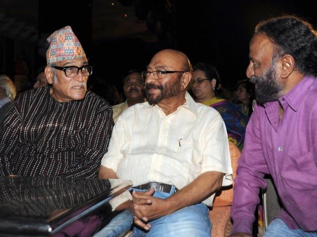 Actor Mohan Agashe, film director, cinematographer, screenwriter and producer Govind Nihalani and film director Ketan Mehta attend the 60th birth anniversary and book launch of Bollywood film, television and theatre actor, the late Smita Patil's biography. (AFP)