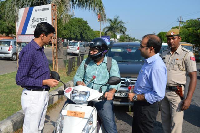 “Now-a-days, to keep yourself safe is paramount. Sometimes we put our life in danger, and by doing so, we not only disobey traffic rules but also put the lives of others in danger,” Atray said. (HT Photo)