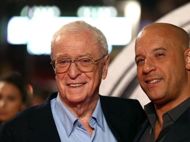 Michael Caine and Vin Diesel arrive on the red carpet to attend the European premiere of the film The Last Witch Hunter. (AFP)