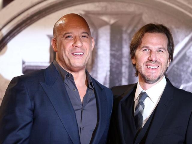 US actor Vin Diesel (L) and US director Breck Eisner arrive at the red carpet premiere of the film The Last Witch Hunter. (AFP)