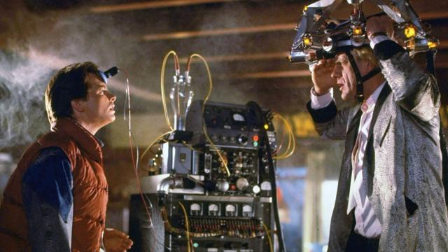 Michael J Fox and Christopher Lloyd in a still from Back to the Future. Michael J Fox and Christopher Lloyd in a still from Back to the Future.
