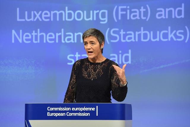 European commissioner for competition Margrethe Vestager holds a press conference on the EU decision to set out a template for recovering unpaid taxes and preventing tax avoidance by multinationals at the European Commission in Brussels on October 21, 2015. (AFP Photo) European commissioner for competition Margrethe Vestager holds a press conference on the EU decision to set out a template for recovering unpaid taxes and preventing tax avoidance by multinationals at the European Commission in Brussels on October 21, 2015. (AFP Photo)