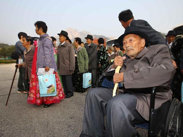 North Koreans wait to meet their South Korean family members at the reunion meeting, at Diamond Mountain resort in North Korea. (AP Photo)