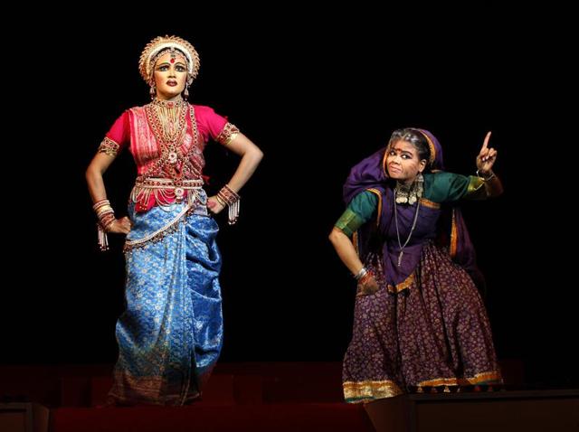 Scene from the Ramlila held at the Shriram Bharatiya Kala Kendra in New Delhi (Ajay Aggarwal/HT Photo)