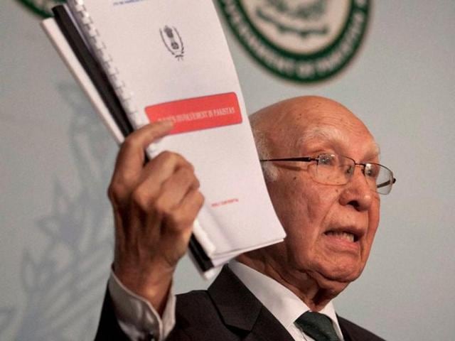 National Security Adviser Sartaj Aziz handed over the dossiers to the US side when Prime Minister Nawaz Sharif met Secretary of State John Kerry in Washington. (PTI File Photo) National Security Adviser Sartaj Aziz handed over the dossiers to the US side when Prime Minister Nawaz Sharif met Secretary of State John Kerry in Washington. (PTI File Photo)