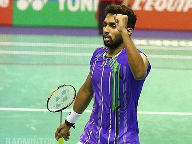 HS Prannoy raises a fist in celebration after defeating Lin Dan in the first round of the French Open Super Series.(Photo: Twitter handle @PRANNOYHSPRI) HS Prannoy raises a fist in celebration after defeating Lin Dan in the first round of the French Open Super Series.(Photo: Twitter handle @PRANNOYHSPRI)