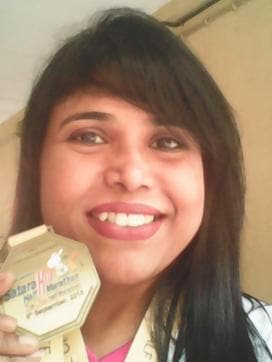 Almeida-Thevar ran her first half-marathon in 2015 Almeida-Thevar ran her first half-marathon in 2015