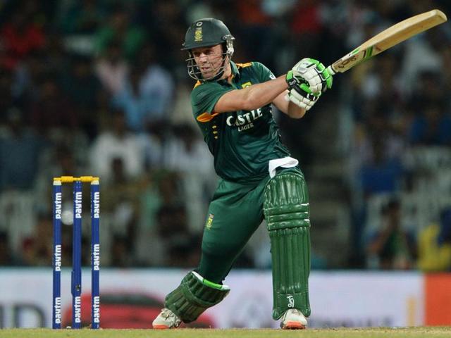 AB de Villiers hits a shot during his knock of 112. (AFP)