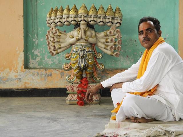 As residents prepared to celebrate Vijayadashami -- victory of Lord Ram who killed Ravan -- a village in Greater Noida where Ravan was said to have been born stayed away from Dussehra celebrations. (Burhaan Kinu/Hindustan Times)