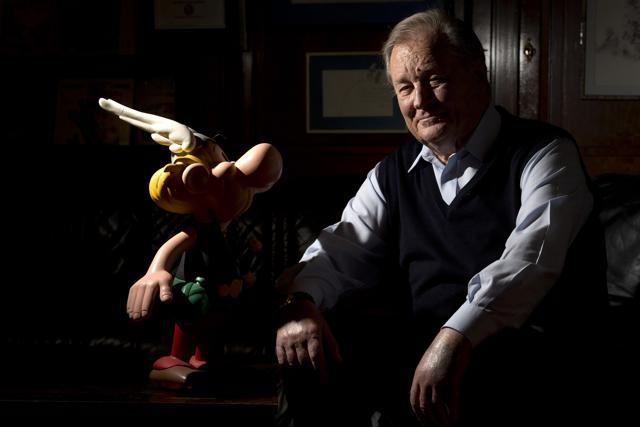 French comic artist Albert Uderzo, poses next to a figurine of his famous character Asterix, on October 10, 2013 in Neuilly-sur-Seine, outside Paris. They maybe only comic book heroes, but characters such as Astérix, Corto Maltese, Lucky Luke, Black and Mortimer or Iznogoud are immortal, and their adventures continue even though their original creators are no more. (AFP) French comic artist Albert Uderzo, poses next to a figurine of his famous character Asterix, on October 10, 2013 in Neuilly-sur-Seine, outside Paris. They maybe only comic book heroes, but characters such as Astérix, Corto Maltese, Lucky Luke, Black and Mortimer or Iznogoud are immortal, and their adventures continue even though their original creators are no more. (AFP)