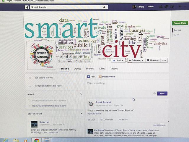 A page created by the Ranchi Municipal Corporation to seek public opinion on the proposed Smart City in Ranchi. (HT Photo) A page created by the Ranchi Municipal Corporation to seek public opinion on the proposed Smart City in Ranchi. (HT Photo)