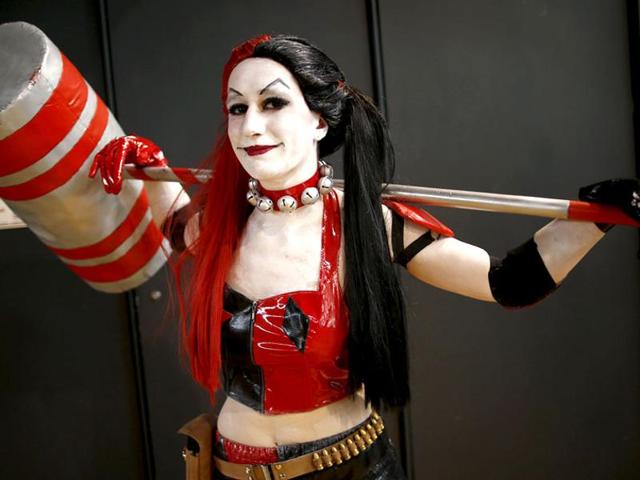 A Paris Comic Con attendee poses as Harley Quinn during the first day of the event in Paris, October 23, 2015. (Reuters)