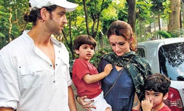 Hrithik with ex-wife Sussanne and his two sons.