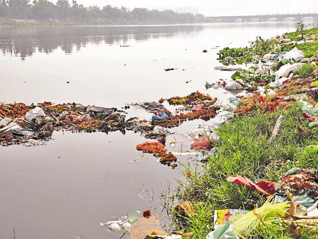 The administration succeeded in preventing idol immersions in the river Hindon and the Upper Ganga Canal, the river banks were a mess on Friday. Municipal corporation officials said cleaning of the banks will be undertaken immediately. (Sakib Ali/HT Photo) The administration succeeded in preventing idol immersions in the river Hindon and the Upper Ganga Canal, the river banks were a mess on Friday. Municipal corporation officials said cleaning of the banks will be undertaken immediately. (Sakib Ali/HT Photo)
