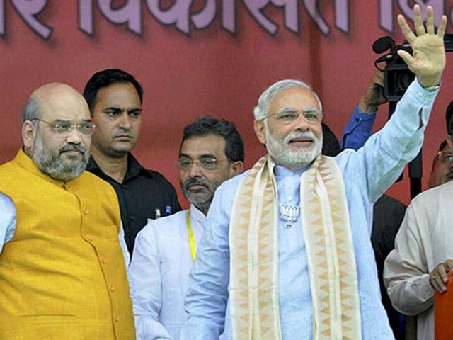 Prime Minister Narendra Modi with BJP president Amit Shah at Parivartan rally in Gaya, Bihar. (PTI File Photo) Prime Minister Narendra Modi with BJP president Amit Shah at Parivartan rally in Gaya, Bihar. (PTI File Photo)