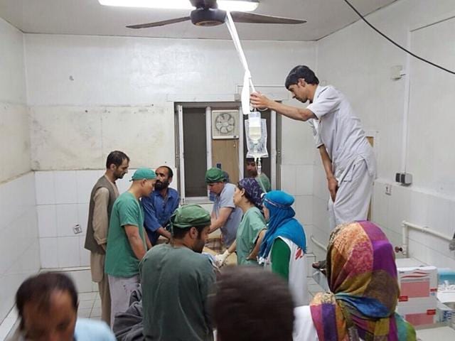 In this photograph released by Medecins Sans Frontieres (MSF) on October 3, 2015, Afghan MSF surgeons work in an undamaged part of the MSF hospital in Kunduz after the operating theatres were destroyed in an air strike (AFP/ MSF) In this photograph released by Medecins Sans Frontieres (MSF) on October 3, 2015, Afghan MSF surgeons work in an undamaged part of the MSF hospital in Kunduz after the operating theatres were destroyed in an air strike (AFP/ MSF)