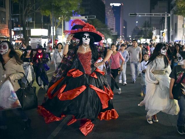 La Calavera Catrina shows a female skeleton dressed like an upper class European of her era. (AFP)