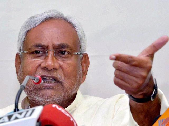 Bihar chief minister Nitish Kumar addressing a press conference at JD(U) office in Patna. (PTI) Bihar chief minister Nitish Kumar addressing a press conference at JD(U) office in Patna. (PTI)