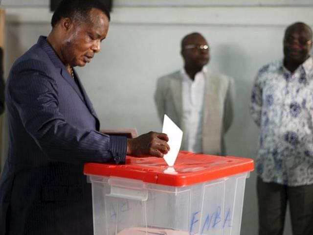 Republic of Congo President Denis Sassou Nguesso votes at a polling station in Brazzaville, Congo. (REUTERS) Republic of Congo President Denis Sassou Nguesso votes at a polling station in Brazzaville, Congo. (REUTERS)