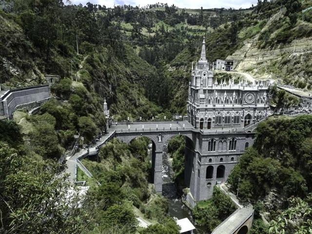 Set deep in the Andes mountain range in Colombia is a spectacular church called Our Lady of the Rosary of Las Lajas. (AFP)