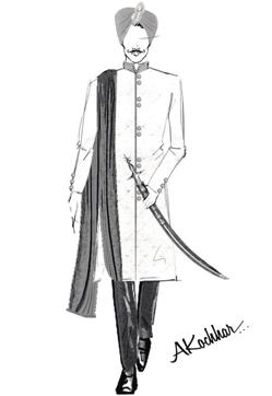 A sketch of Harbhajan’s wedding dress. A sketch of Harbhajan’s wedding dress.