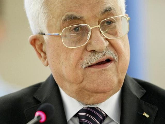 Palestinian President Mahmoud Abbas addresses the special meeting of Human Rights Council at the United Nations European headquarters in Geneva, Switzerland.(Reuters Photo)