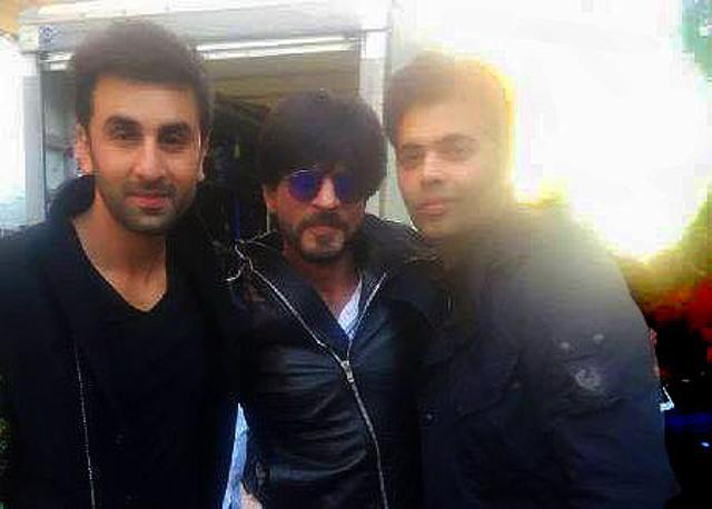 When Shah Rukh Khan visited Ranbir Kapoor and Karan Johar on the sets of Ae Dil Hai Mushkil. (TWITTER) When Shah Rukh Khan visited Ranbir Kapoor and Karan Johar on the sets of Ae Dil Hai Mushkil. (TWITTER)