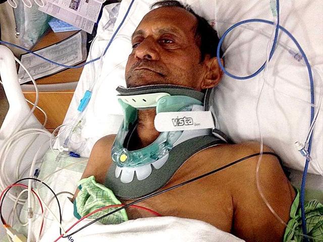 57-year-old Sureshbhai Patel was partially paralysed in the US when a police officer forced him on ground. (Photo courtesy: al.com) 57-year-old Sureshbhai Patel was partially paralysed in the US when a police officer forced him on ground. (Photo courtesy: al.com)