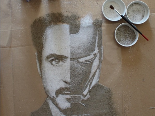 Iron Man and Tony Stark in salt-and-pepper. More salt than Pepper, will Potts be jealous, he asks.