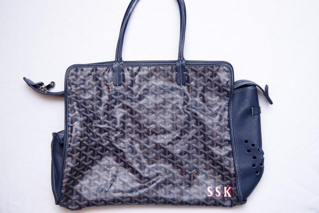 A Goyard day bag with Shetty’s initials inscribed on it (Aditya Sapre and Malcolm Dsouza/8BITS)