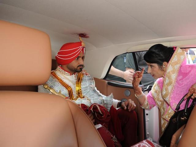 Harbhajan Singh prepares for his wedding. (Pardeep Pandit/HT Photo)