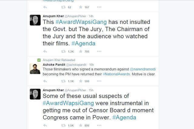 A screen grab of Anupam Kher’s Twitter timeline.
