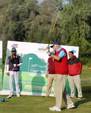 National Conference President Farooq Abadullah plays a shot during the inauguration of Golf Tournament - 2015 at Royal Spring Golf Course on the banks of Dal Lake in Srinagar. (PTI) National Conference President Farooq Abadullah plays a shot during the inauguration of Golf Tournament - 2015 at Royal Spring Golf Course on the banks of Dal Lake in Srinagar. (PTI)