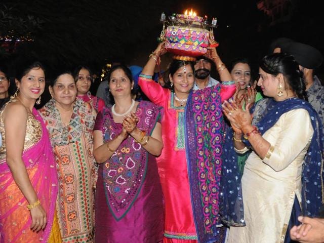 Sisters of Harbhajan SIngh along with their mother Avtar Kaur ( 2nd Left) during pre-wedding celebration on the eve of his marriage in Jalandhar, India on Wednesday, October 28, 2015. (Pardeep Pandit/HT Photo)