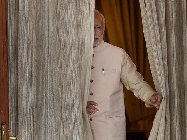 Prime Minister Narendra Modi arrives to meet Chairperson of AUC, Nkosazana Dlamini Zuma at Hyderabad House, in New Delhi. The summit was postponed in last December due to the Ebola crisis. (PTI Photo)